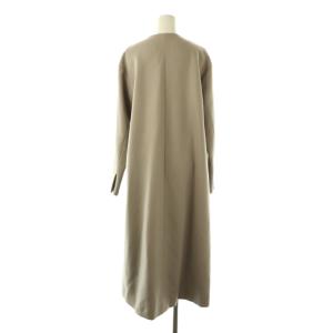 ANAYI ノーカラー ウール コート ロング 36 グレージュ /HK OS