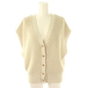 23SS Newペーパーヤーンベスト ニット ベスト 前開き Vネック グレー /AT OS