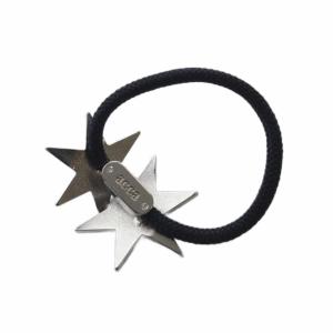 acca ラインストーンヘアゴム 黒 ブラック シルバー色 /SR12