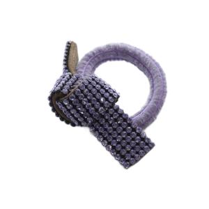 ラインストーン リボン ヘアゴム 紫 パープル /SR9