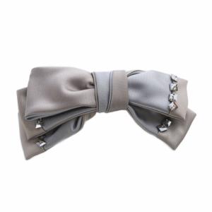 リボン バレッタ グレー グレージュ /SR17