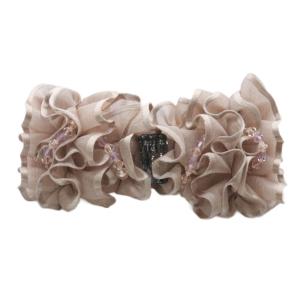 リボン バレッタ フリル ピンク /SR22