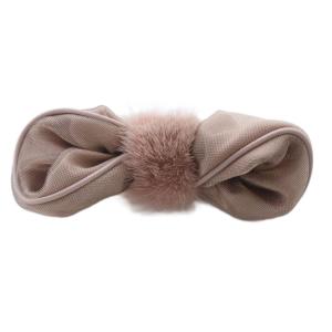 ファー リボン バレッタ ピンク /SR20