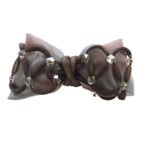 リボン バレッタ ピンク 茶色 ブラウン /SR21