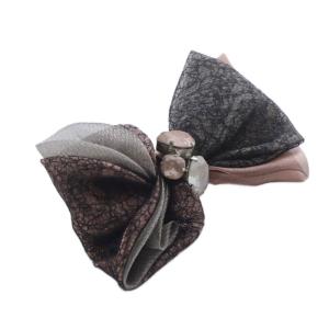 リボン バレッタ ピンク 黒 ブラック /SR26