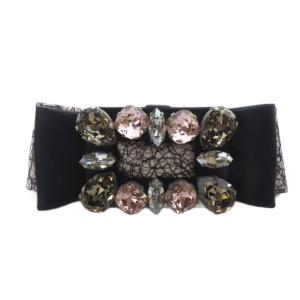 リボン バレッタ ピンク 黒 ブラック /SR18