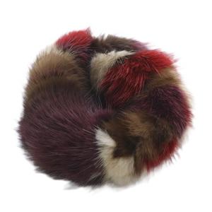 ファー シュシュ ヘアゴム 赤 レッド 茶 ブラウン /SR33