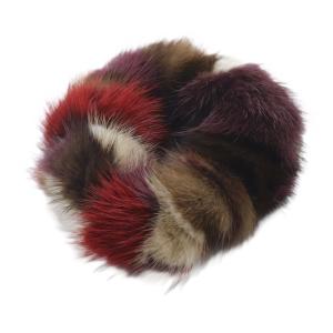 acca ファー シュシュ ヘアゴム 赤 レッド 茶 ブラウン /SR33