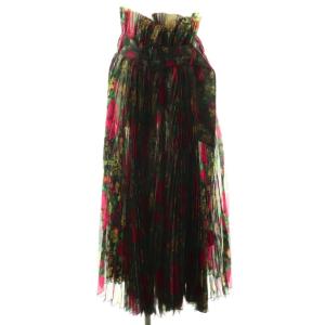 × エイチアンドエム H&M オーガンザプリーツスカート M ブラック マルチカラー /DO OS