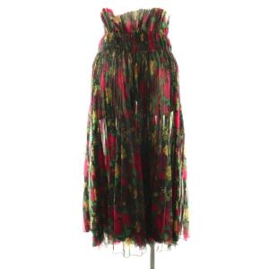 TOGA × エイチアンドエム H&M オーガンザプリーツスカート M ブラック マルチカラー /DO OS