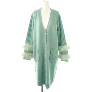 ファーロングニットカーディガン Vネック F 水色 /AT OS