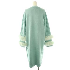 Chesty ファーロングニットカーディガン Vネック F 水色 /AT OS