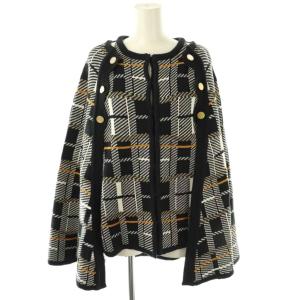 トケープコート ニット チェック F 紺 ネイビー 白 ホワイト /AT OS