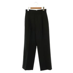 WOOL SERGEタックパンツ ストレート スラックス ウール 34 黒 ブラック /AT OS