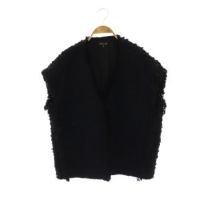 フリンジツイードベスト 36 ネイビー ブラック