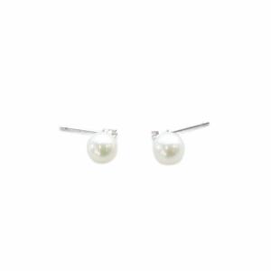 ダイヤ ピアス K18WG パール 0.01ct ホワイトゴールド