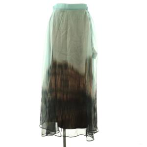 SULLY SHEER FLARED SKIRT スカート フレア マキシ ロング M 水色 黒 ブラック