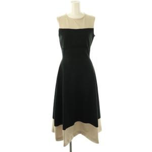 アイレットラインホールワンピース マキシ ロング ノースリーブ F ベージュ 黒 ブラック /AT OS