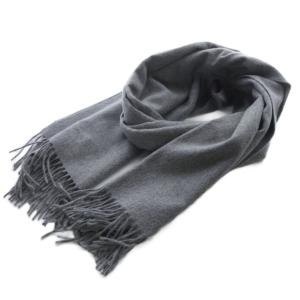 カシミヤ フリンジ ストール マフラー グレー /SR8