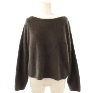 フラッフィーヤーン ボートネックプルオーバー ニット セーター シャギー S グレー /AT OS