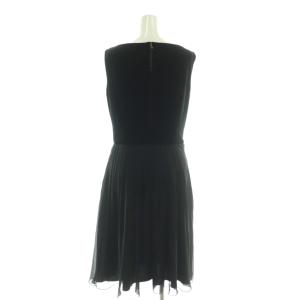 VELOUR NOIR by FOXEY NEW YORK Crystal Pleats ワンピース 膝丈 切替 ノースリーブ 42 ブラック 33516 /HK