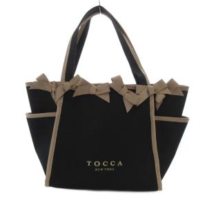 ハンドバッグ キャンバス リボン ロゴ 黒 ブラック ベージュ /JS