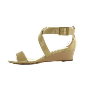 JIMMY CHOO サンダル ストラップ エナメル 34.5 21.5cm ベージュ /MI OS