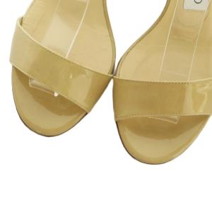 JIMMY CHOO サンダル ストラップ エナメル 34.5 21.5cm ベージュ /MI OS