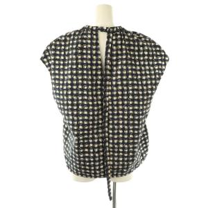 S Max Mara 24SS FIAMMA ブラウス シャツ プルオーバー フレンチスリーブ 36 紺 ベージュ /CX OS