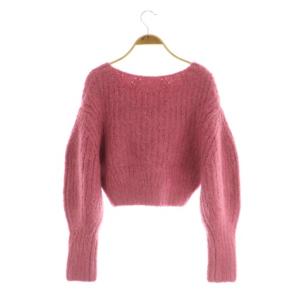 SNIDEL 23AW ルーズオフショルクロップドプルオーバー ニット セーター 長袖 ボリュームスリーブ ONE ローズ