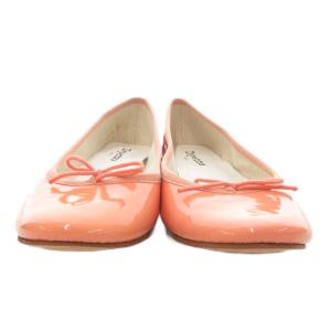 Repetto バレエシューズ フラットパンプス リボン エナメル 38 ピンクベージュ /JS
