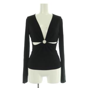 ストレッチ カットソー 長袖 ギャザー S ブラック /MY OS