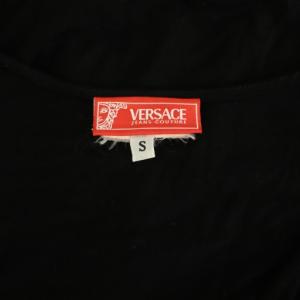 VERSACE JEANS COUTURE ストレッチ カットソー 長袖 ギャザー S ブラック /MY OS