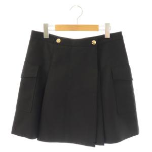 近年モデル クラシック ウール スカート ボックスプリーツ 38 ブラック 2J536523K
