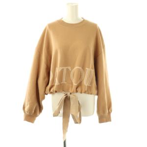 オーガニックコットン クロップド ドローストリング スウェットシャツ 長袖 L ベージュ /HK OS