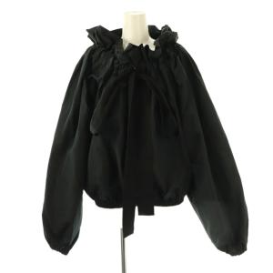 グログラン パフスリーブ ファイユトップ ブラック