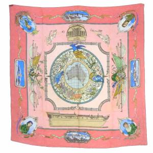 LE GEOGRAPHE 地理学者 カレ90 スカーフ 総柄 シルク ピンク /SR OH