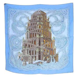 LES RIVIERES DE BABEL バベルの川 カレ90 スカーフ ライトブルー