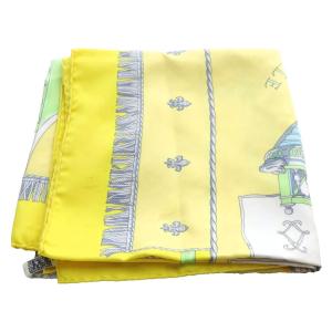 HERMES VUE DU CAROSSE DE クイーンの戴冠式 スカーフ 黄色 イエロー カレ90 /SR OH