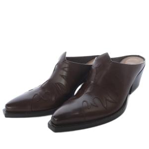 SARTORE ウエスタンガラサボシューズ チャンキーヒール レザー 36 キャメル /YO15