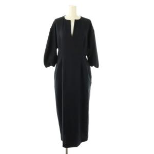 ブッチャーウエストシェイプパフスリーブワンピース 38 ネイビー /DO OS