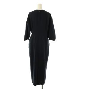 VERMEIL par iena ブッチャーウエストシェイプパフスリーブワンピース 38 ネイビー /DO OS