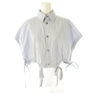 French Gathered Shirt シャツ ブラウス 半袖 前開き コットン 2 ライトブルー