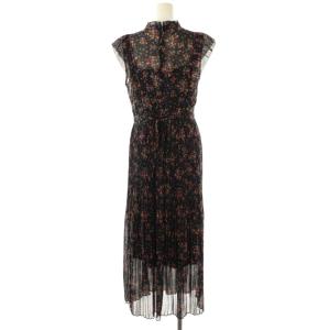 FRAY I.D 24SS プリーツデザインシフォンプリントワンピース 1 ダークネイビー マルチカラー /DO OS