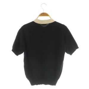 Steven Alan バイカラー ポロカラーニット 半袖 ブラック /MY OS