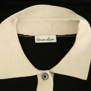 Steven Alan バイカラー ポロカラーニット 半袖 ブラック /MY OS