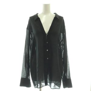 24SS Crepe Long Shirts シャツ 長袖 ブラック /HK OS SH