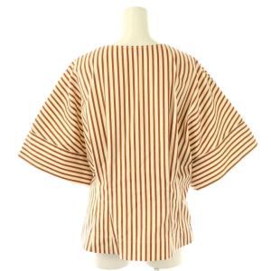 JOSEPH コットンナイロンストライププルオーバー カットソー 38 アイボリー ブラウン /DO OS SH