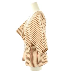 JOSEPH コットンナイロンストライププルオーバー カットソー 38 アイボリー ブラウン /DO OS SH