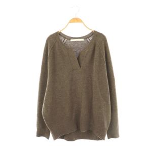 ミドルゲージ天竺ヘンリープルオーバー ニット セーター スキッパー F グレー /AT OS